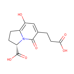 O=C(O)CCc1cc(O)c2n(c1=O)[C@H](C(=O)O)CC2 ZINC000003814163