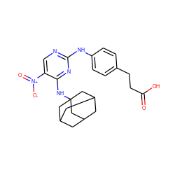 O=C(O)CCc1ccc(Nc2ncc([N+](=O)[O-])c(NC34CC5CC(CC(C5)C3)C4)n2)cc1 ZINC000029043528