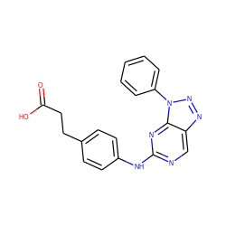 O=C(O)CCc1ccc(Nc2ncc3nnn(-c4ccccc4)c3n2)cc1 ZINC000029042518