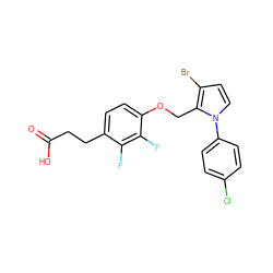 O=C(O)CCc1ccc(OCc2c(Br)ccn2-c2ccc(Cl)cc2)c(F)c1F ZINC000225906533