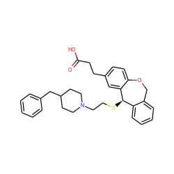 O=C(O)CCc1ccc2c(c1)[C@H](SCCN1CCC(Cc3ccccc3)CC1)c1ccccc1CO2 ZINC000013861359