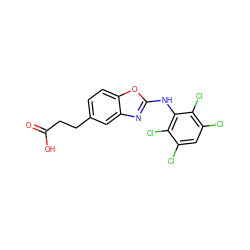 O=C(O)CCc1ccc2oc(Nc3c(Cl)c(Cl)cc(Cl)c3Cl)nc2c1 ZINC000043176556