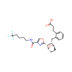 O=C(O)CCc1ccccc1C[C@@H]1[C@H]2CC[C@@H](O2)[C@@H]1c1nc(C(=O)NCCCCC(F)(F)F)co1 ZINC000169367032