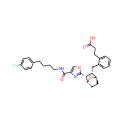 O=C(O)CCc1ccccc1C[C@@H]1[C@H]2CC[C@@H](O2)[C@@H]1c1nc(C(=O)NCCCCc2ccc(F)cc2)co1 ZINC000169303963