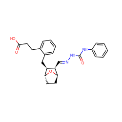 O=C(O)CCc1ccccc1C[C@H]1[C@@H](/C=N/NC(=O)Nc2ccccc2)[C@H]2CC[C@H]1O2 ZINC000195217713