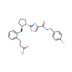 O=C(O)CCc1ccccc1C[C@H]1CCC[C@@H]1c1nc(C(=O)NCc2ccc(Cl)cc2)co1 ZINC000028258944