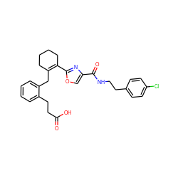 O=C(O)CCc1ccccc1CC1=C(c2nc(C(=O)NCCc3ccc(Cl)cc3)co2)CCCC1 ZINC000028257162