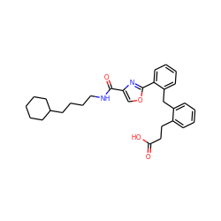 O=C(O)CCc1ccccc1Cc1ccccc1-c1nc(C(=O)NCCCCC2CCCCC2)co1 ZINC000003779711