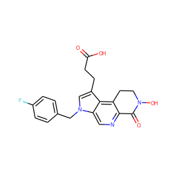 O=C(O)CCc1cn(Cc2ccc(F)cc2)c2cnc3c(c12)CCN(O)C3=O ZINC000071329382