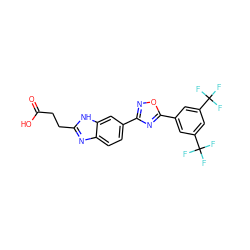 O=C(O)CCc1nc2ccc(-c3noc(-c4cc(C(F)(F)F)cc(C(F)(F)F)c4)n3)cc2[nH]1 ZINC000073195564