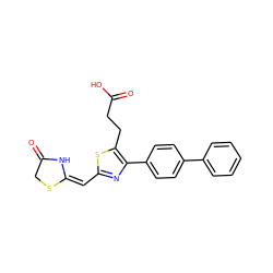 O=C(O)CCc1sc(/C=C2\NC(=O)CS2)nc1-c1ccc(-c2ccccc2)cc1 ZINC000095604931