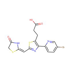 O=C(O)CCc1sc(/C=C2\NC(=O)CS2)nc1-c1ccc(Br)cn1 ZINC000095602814