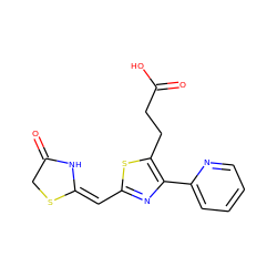 O=C(O)CCc1sc(/C=C2\NC(=O)CS2)nc1-c1ccccn1 ZINC000095601814