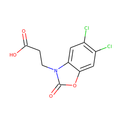 O=C(O)CCn1c(=O)oc2cc(Cl)c(Cl)cc21 ZINC000263620741