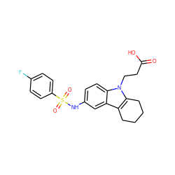 O=C(O)CCn1c2c(c3cc(NS(=O)(=O)c4ccc(F)cc4)ccc31)CCCC2 ZINC000028334429