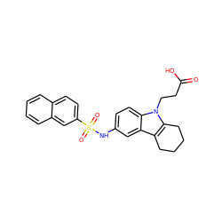 O=C(O)CCn1c2c(c3cc(NS(=O)(=O)c4ccc5ccccc5c4)ccc31)CCCC2 ZINC000028338240