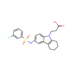 O=C(O)CCn1c2c(c3cc(NS(=O)(=O)c4cccc(F)c4)ccc31)CCCC2 ZINC000028335000