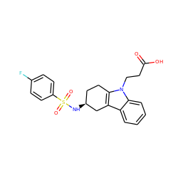 O=C(O)CCn1c2c(c3ccccc31)C[C@@H](NS(=O)(=O)c1ccc(F)cc1)CC2 ZINC000000538278