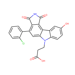 O=C(O)CCn1c2ccc(O)cc2c2c3c(c(-c4ccccc4Cl)cc21)C(=O)NC3=O ZINC000038560572