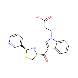 O=C(O)CCn1cc(C(=O)[C@@H]2CS[C@@H](c3cccnc3)N2)c2ccccc21 ZINC000013737504