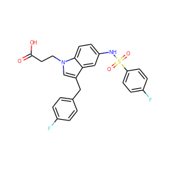 O=C(O)CCn1cc(Cc2ccc(F)cc2)c2cc(NS(=O)(=O)c3ccc(F)cc3)ccc21 ZINC000029409574