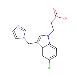 O=C(O)CCn1cc(Cn2ccnc2)c2cc(Cl)ccc21 ZINC000027088700