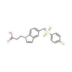 O=C(O)CCn1ccc2cc(NS(=O)(=O)c3ccc(Cl)cc3)ccc21 ZINC000029409571