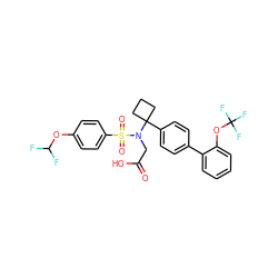 O=C(O)CN(C1(c2ccc(-c3ccccc3OC(F)(F)F)cc2)CCC1)S(=O)(=O)c1ccc(OC(F)F)cc1 ZINC000118577510