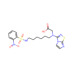 O=C(O)CN(CCCCCCNS(=O)(=O)c1ccccc1[N+](=O)[O-])c1nsc2nccn12 ZINC000036184644