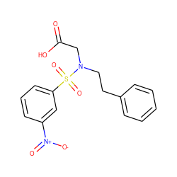 O=C(O)CN(CCc1ccccc1)S(=O)(=O)c1cccc([N+](=O)[O-])c1 ZINC000084605453