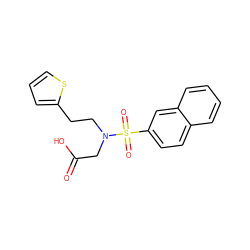 O=C(O)CN(CCc1cccs1)S(=O)(=O)c1ccc2ccccc2c1 ZINC000084603045