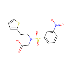 O=C(O)CN(CCc1cccs1)S(=O)(=O)c1cccc([N+](=O)[O-])c1 ZINC000084618769