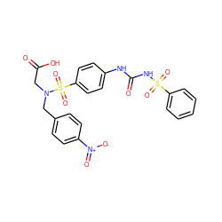 O=C(O)CN(Cc1ccc([N+](=O)[O-])cc1)S(=O)(=O)c1ccc(NC(=O)NS(=O)(=O)c2ccccc2)cc1 ZINC000029489738