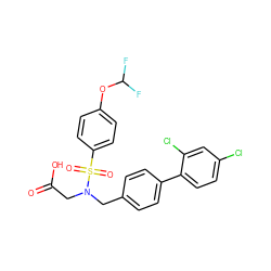 O=C(O)CN(Cc1ccc(-c2ccc(Cl)cc2Cl)cc1)S(=O)(=O)c1ccc(OC(F)F)cc1 ZINC000653780510