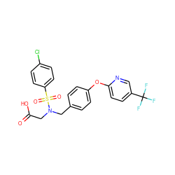 O=C(O)CN(Cc1ccc(Oc2ccc(C(F)(F)F)cn2)cc1)S(=O)(=O)c1ccc(Cl)cc1 ZINC000299825799