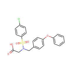 O=C(O)CN(Cc1ccc(Oc2ccccc2)cc1)S(=O)(=O)c1ccc(Cl)cc1 ZINC000299825695