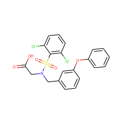 O=C(O)CN(Cc1cccc(Oc2ccccc2)c1)S(=O)(=O)c1c(Cl)cccc1Cl ZINC000299827512