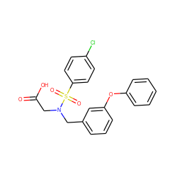 O=C(O)CN(Cc1cccc(Oc2ccccc2)c1)S(=O)(=O)c1ccc(Cl)cc1 ZINC000299824588