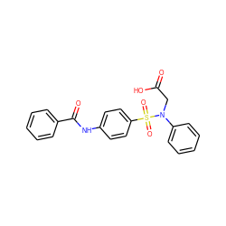 O=C(O)CN(c1ccccc1)S(=O)(=O)c1ccc(NC(=O)c2ccccc2)cc1 ZINC000001618917