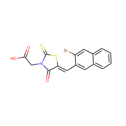 O=C(O)CN1C(=O)/C(=C/c2cc3ccccc3cc2Br)SC1=S ZINC000013782021