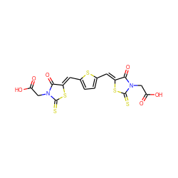 O=C(O)CN1C(=O)/C(=C/c2ccc(/C=C3\SC(=S)N(CC(=O)O)C3=O)s2)SC1=S ZINC000013678230