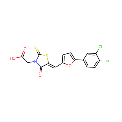 O=C(O)CN1C(=O)/C(=C/c2ccc(-c3ccc(Cl)c(Cl)c3)o2)SC1=S ZINC000002025944