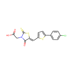 O=C(O)CN1C(=O)/C(=C/c2ccc(-c3ccc(Cl)cc3)s2)SC1=S ZINC000013678228