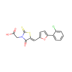 O=C(O)CN1C(=O)/C(=C/c2ccc(-c3ccccc3Cl)o2)SC1=S ZINC000001805112