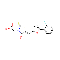 O=C(O)CN1C(=O)/C(=C/c2ccc(-c3ccccc3F)o2)SC1=S ZINC000005013964