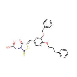 O=C(O)CN1C(=O)/C(=C/c2ccc(OCCCc3ccccc3)c(OCc3ccccc3)c2)SC1=S ZINC000028367391