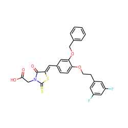 O=C(O)CN1C(=O)/C(=C/c2ccc(OCCc3cc(F)cc(F)c3)c(OCc3ccccc3)c2)SC1=S ZINC000028367911