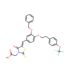 O=C(O)CN1C(=O)/C(=C/c2ccc(OCCc3ccc(OC(F)(F)F)cc3)c(OCc3ccccc3)c2)SC1=S ZINC000028364690