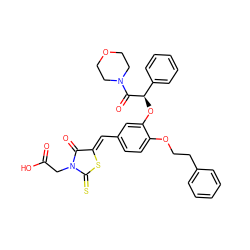 O=C(O)CN1C(=O)/C(=C/c2ccc(OCCc3ccccc3)c(O[C@@H](C(=O)N3CCOCC3)c3ccccc3)c2)SC1=S ZINC000028359797