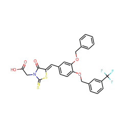 O=C(O)CN1C(=O)/C(=C/c2ccc(OCc3cccc(C(F)(F)F)c3)c(OCc3ccccc3)c2)SC1=S ZINC000028363376